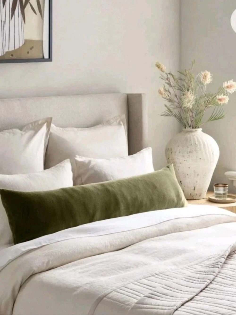 Oversized velvet cotton lumbar pillow cover 12 x 48 Olive Moss green sold out!